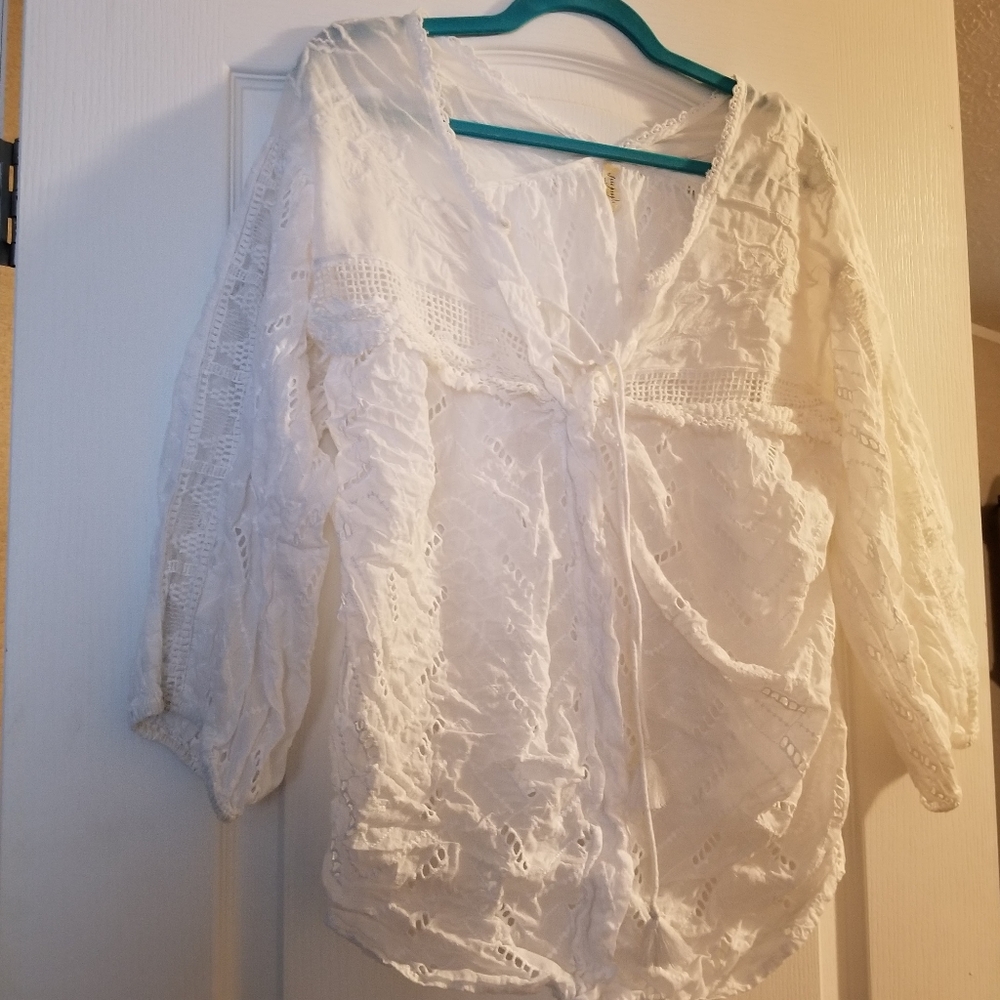 Free People white lace shirt